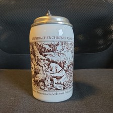 Krombacher Bierglas Jahreskrug 1985 Steinzeugkrug Seidel Zinndeckel 0,6l Krug