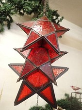 Weihnachten 3 x Sternlaterne rot Fenster Teelicht Orientalisch Marokkanisch 40cm