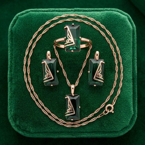 Schmuckset grün quadrat - schmuckset,