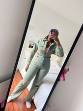 Damen Jumpsuit Jeans grün
