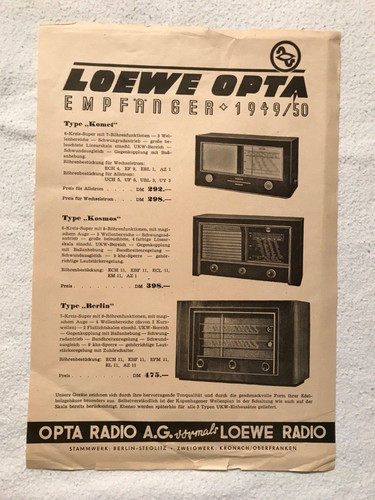 Prospekt loewe opta - opta, radio