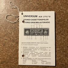 Bedienungsanleitung Universum ACR 27517 B Stereo - Cassettenspieler Radio Auto