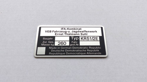Typenschild simson kr51 - typenschild, kr51/2e