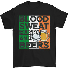 Blood Sweat Rugby Und Biere Irland Lustig Herren T-Shirt 100% Cotton