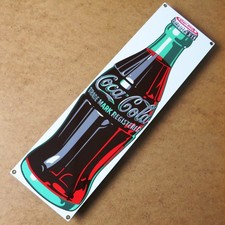 COCA COLA Altes Emailschild Atlanta 1989 Limonade Green Bottle GROß und PERFEKT