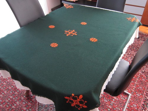 Tischdecke grün kreuzstich - tischdecke,