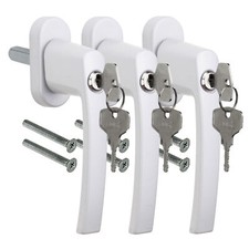 3 x Fenstergriffe abschließbar weiß gleichschließend Sicherheitsfenstergriff