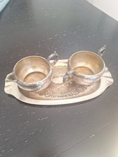 Silber Milch und Zuckerset, Canada, stark angelaufen, 3 teilig