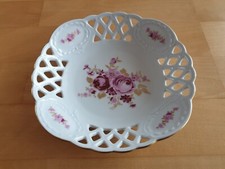 Wallendorf Schale Durchbruchschale Durchmesser 17 cm Goldrand Rosen Blüten