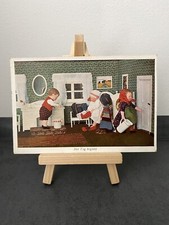 Antike Postkarte"Der Tag beginnt","aus dem Bette auf Morgentoilette" Kinder,1913