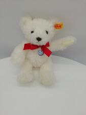 990564 Steiff Volkswagen Teddybär weiß rote Schleife rot VW Brustschild