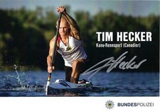 Autogrammkarte Tim Hecker, 10x15 cm Olympia, AK, Kanu, Canadier