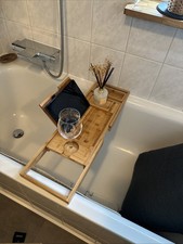 bathbü Luxus Badewannenablage aus 100% Bambus ausziehbare Arme 63 bis 93cm