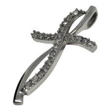 Diamant Kreuz 10K Weißgold gedrehte Form fast 1 Zoll & 1 gm Gewicht