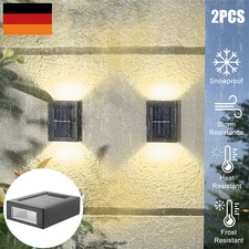 2/4X LED Solarleuchten Wandlampen Zaunleuchte Gartenleuchte Außen Treppen Lampe