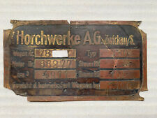 HORCH 780 Horchwerke AG Zwickau Fahrgestellnummer Typenschild 108x60mm Original