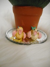 2 Osteranhänger Osterschmuck ★Vögelchen zwitschernd★ Strauchschmuck Holz  DDR👍