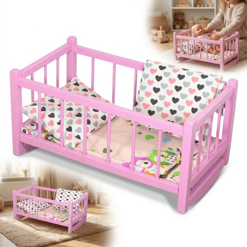 Holz puppenwiege rosa mit - rosa,