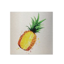 Wandbilder Wohnzimmer Deko gebürstet Edelstahl - Ananas in 20 x 20 cm - dv_1126