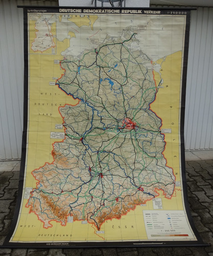 Alte schulkarte rollkarte ddr - schulkarte,