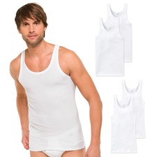 SCHIESSER Herren Unterhemd - Cotton Basic, Feinripp, Doppelripp, weiß