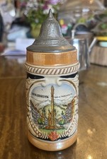 Keramik Stein mit Zinndeckel. Innsbruck Souvenir. 