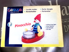 -Vintage-Ovp.-PINOCCHIO-Holz-Kerzenhalter-Kinder-Geburtstag--Nicht gebr.