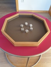 Würfelbrett, Handgefertigt, Eiche massiv, echt Leder grau Braun, geölt- gewachst