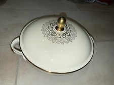 ESCHENBACH Bavaria Goldrand Porzellan Suppenschüssel + Deckel 22,5 cm Löffelaus.