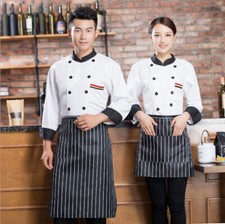 Herren Kochjacke Bäckerjacke Langarm Kochkleidung Gastronomie Arbeitsjacke YF