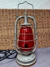 Antik Petroliumlampe Sturmlaterne RHEWAM Bundespost glas rot Metall H 39 Nachlas