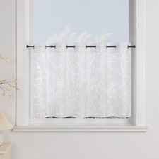 Scheibengardinen Landhausstil transparent Bistrogardine mit Ösen für Küche 80...