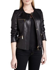 Damen-Lederjacke schwarz Biker