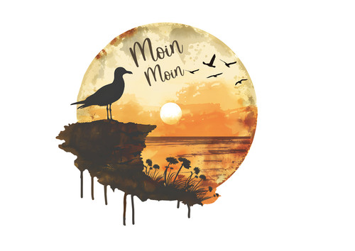 Möwe mit sonnenuntergang - möwe,