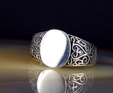Ring Silber 925 Siegel 21,5 mm keltisch verziert geschwärzt - außergewöhnlich