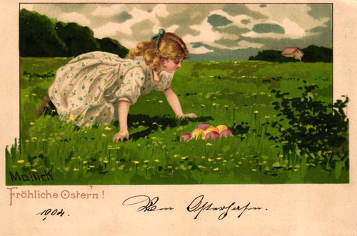 Ostern mädchen bunte eier - bunte,