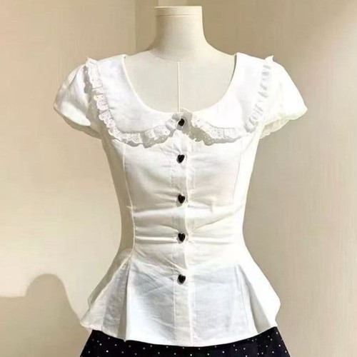 Damen baumwoll rüschen bluse - damen,
