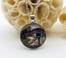 Kette Anhänger Cabochon 25mm Horusauge Silber handmade c4-1778