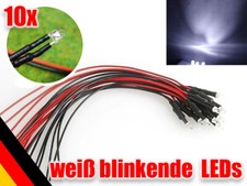 10x LED 3mm WEISS BLINKEND glasklar 6-12 V Beleuchtung RC-Boot Flugzeug