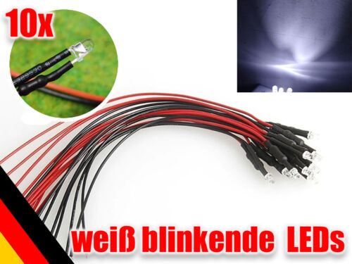 10x led 3mm weiss - 3mm, blinkend