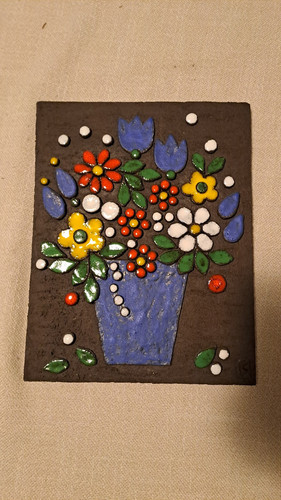 Keramik wandbild blumen - wandbild,