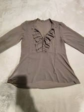 Blusen Hippie Oberteil, Süßer Schnitt, Figurbetont, Durchsichtig-Braun, Gr. XS