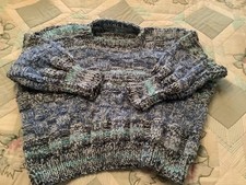 Pullover Größe 46 Handarbeit Und Neu blau Waffelmuster langer Arm