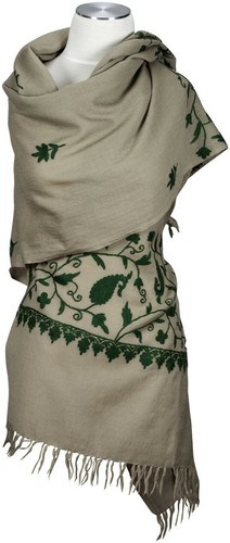 Schal hand bestickt taupe - bestickt,