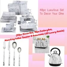 48-teiliges Marmorschirm Luxus Geschirrset Besteck 4 Scheiben Brot Toaster Auto Wasserkocher 😍