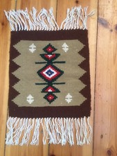 KLEINER KELIM TISCHLÄUFER  WOLLE VINTAGE 27x 30cm Vintage 70er-Jahre