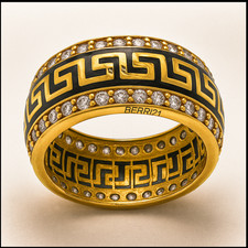 21K 875 Yellow Gold Zirkonia Ring Versace Style Goldring Memory like new neuw