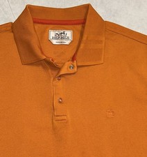 HERMES Orange Snap Polo Shirt