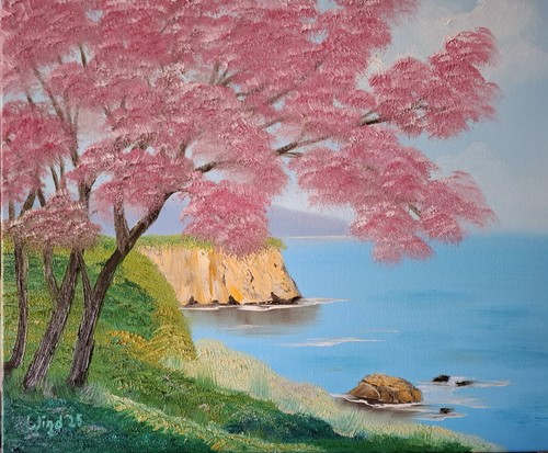 ölbild frühling meer - -,