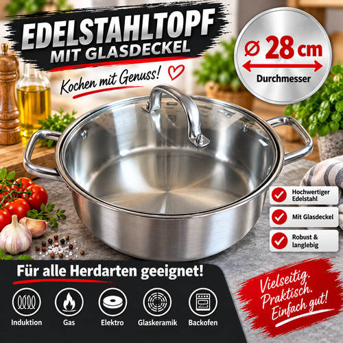 Edelstahl kochtopf - edelstahl, +